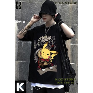 Áo thun pikachu tay lỡ c2 oversize unisex