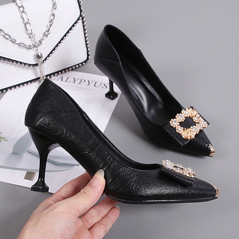 Giày Cao Gót Da Mềm Mũi Nhọn Thời Trang Công Sở Mới Cho Nữ S