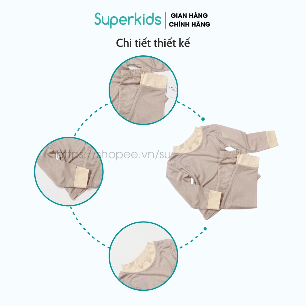 Bộ dài tay K.woo thun lạnh cổ bo viền trắng cho bé 8-18kg QATE749