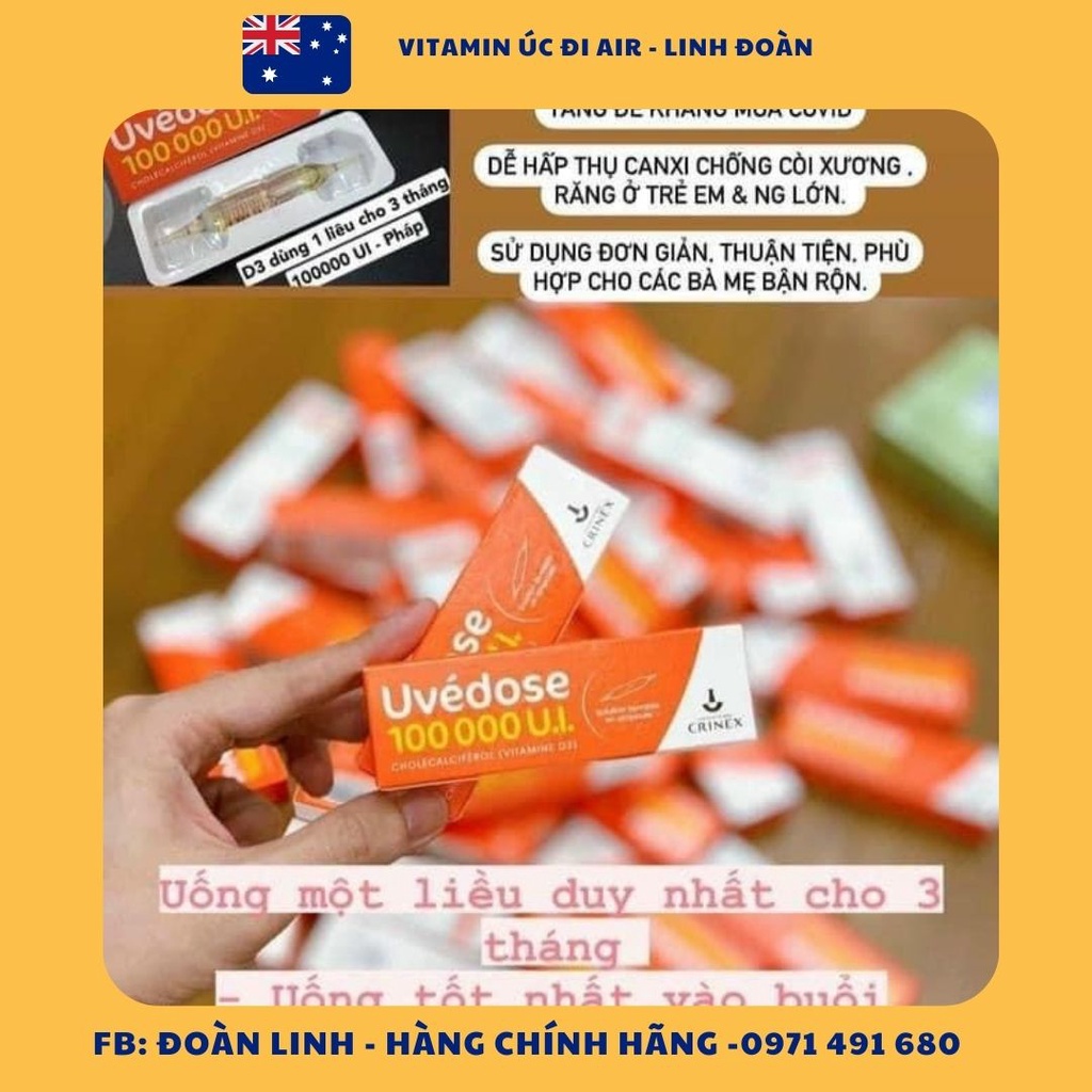Vitamin D3 1 liều 3 tháng Uvedose Pháp dành cho bé trên 18 tháng, Hàng chuẩn Pháp, D3 liều cao