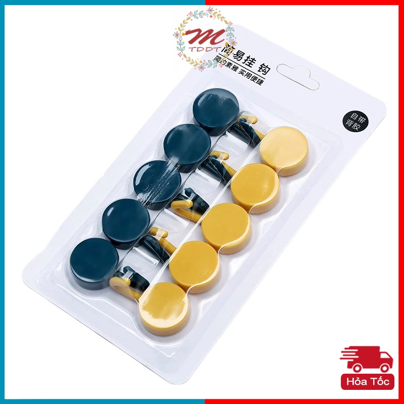 Vỉ 10 Móc Tròn Decor Dán Tường Nhiều Màu Sắc Siêu Dễ Thương - MTDDT