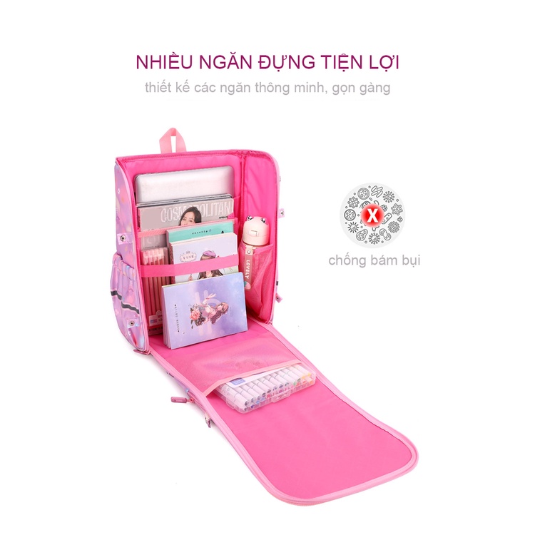 Balo chống gù cao cấp cho bé gái đi học tiểu học form hộp size lớn COCASHOP 3196