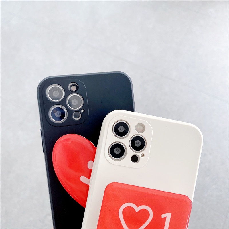 Ốp điện thoại TPU có nút đỡ hình emoji màu đỏ cho iphone 11 pro 11promax iphone 7 8 plus iphone x xr xsmax 12promax