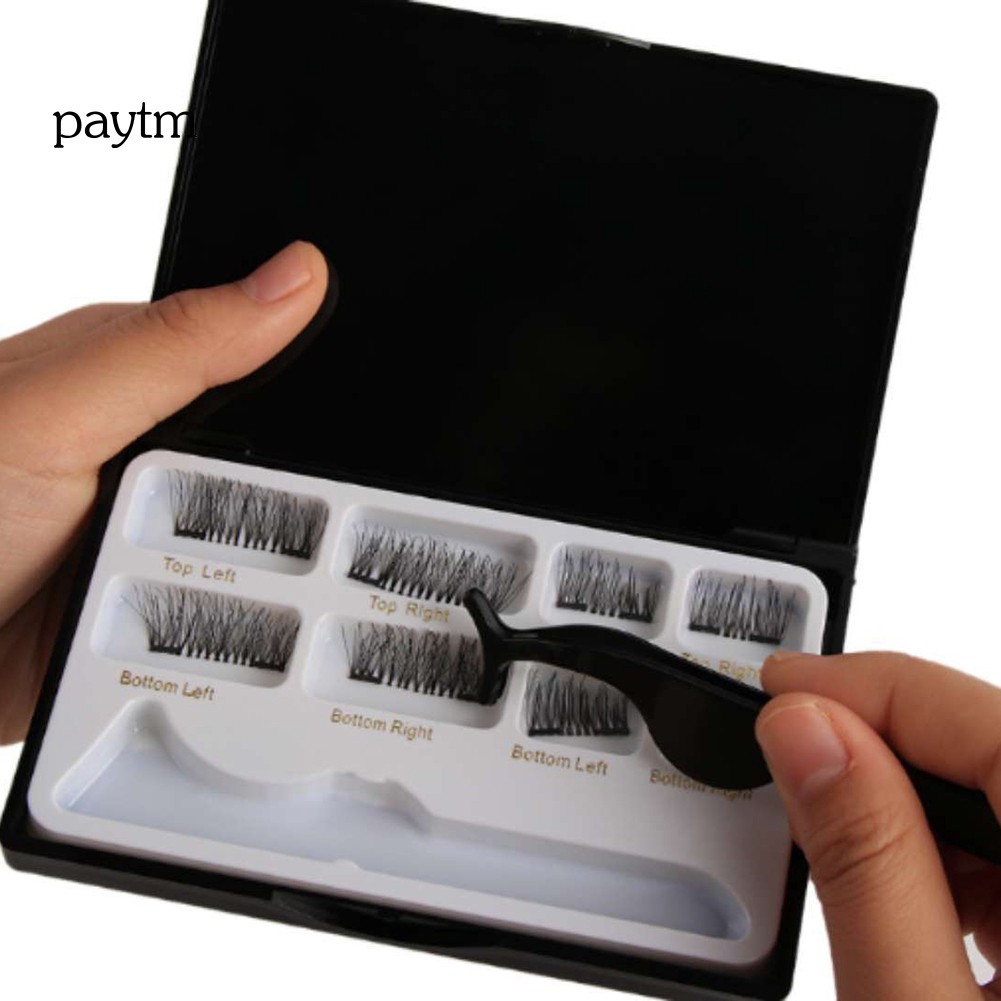 PM 8Pcs Magnetic Faux Eyelashes Thick Long Natural Lash Extension with Tweezers