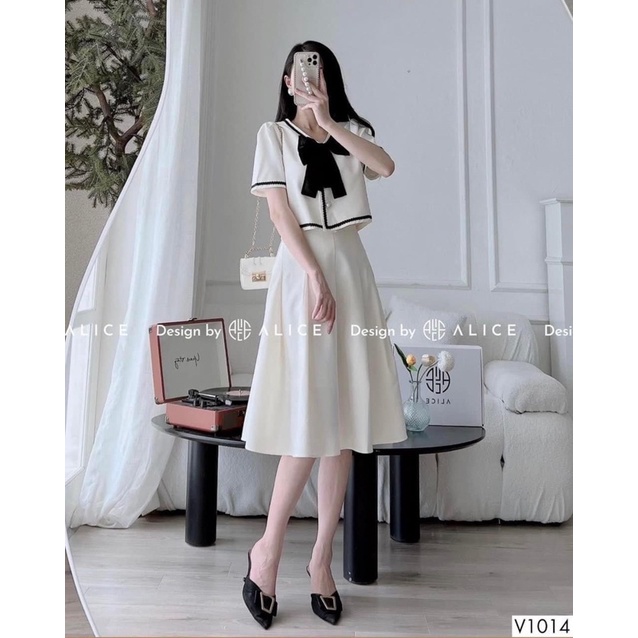 [ 𝐅𝐑𝐄𝐄 𝐒𝐇𝐈𝐏 ]  SÉT SƠ MI NƠ CHÂN VÁY TAY BỒNG VIỀN MÍ TIỂU THƯ