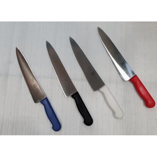 Dao bếp cán nhựa có 7  màu (đỏ, đen, trắng, vàng, xanh lá, xanh dương, nâu) 30cm/25cm/20cm