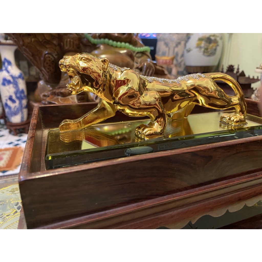 Tượng Hổ Kim Cương Mạ Vàng Cao Cấp, Biểu Tượng Năm Mới Với Nhiều Sức Mạnh, Thành Công, Tượng Hổ Trang Trí Taplo Xe Hơi