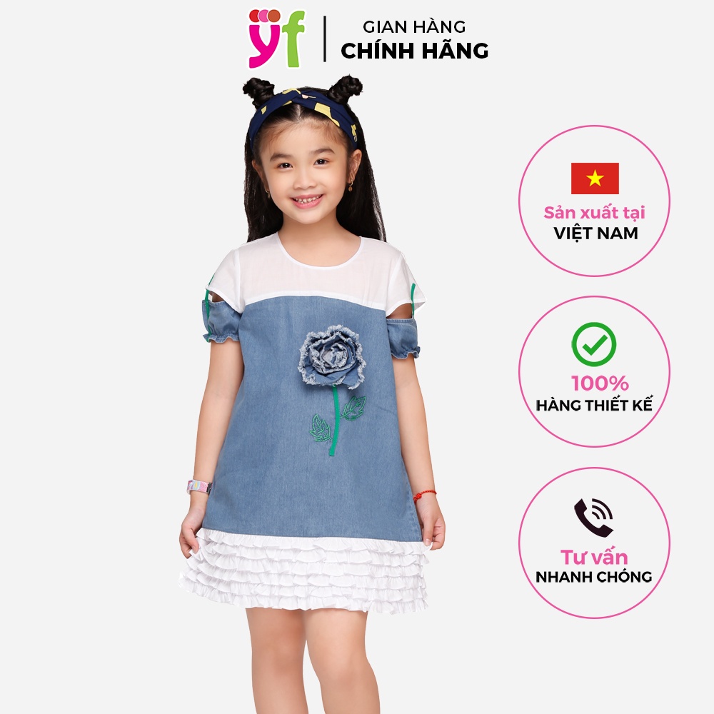 Đầm Suông Bé Gái YFA Cao Cấp Đính Hoa 3D 8DX202