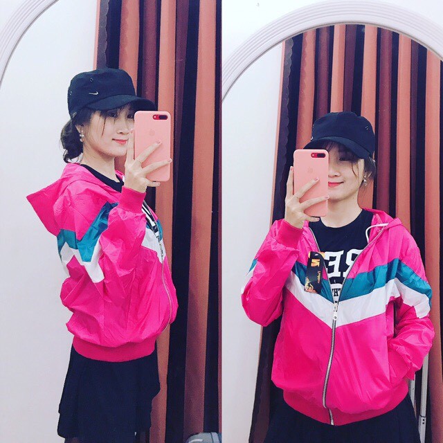 Áo khoát gió nữ cầu vồng cánh dơi siêu hot dù ngoại có nón