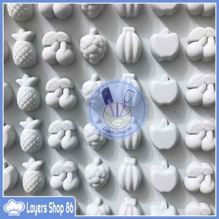 Khuôn silicon làm kẹo dẻo 66 hình hoa quả tặng kèm ống hút