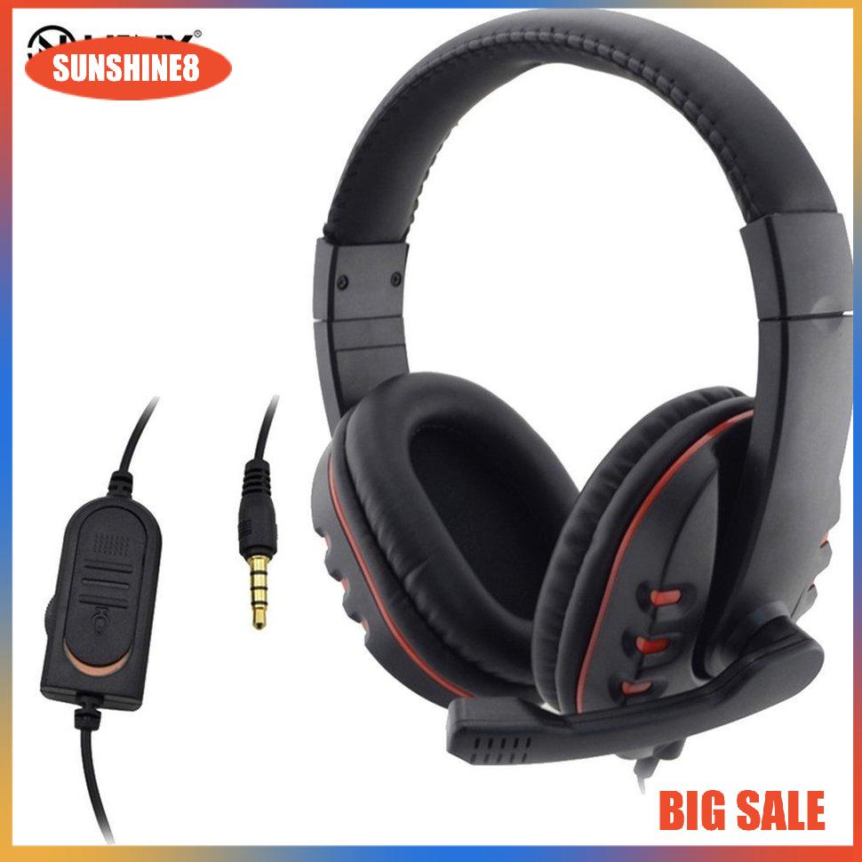 【SUN】Wired 3.5mm Headset Headphone Earphone Music Microphone For PS4 Game PC Chat