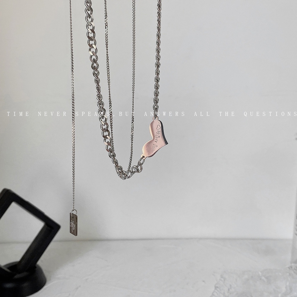 Dây Chuyền Nhiều Lớp Mặt Hình Trái Tim Thời Trang Cá Tính