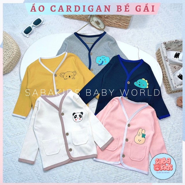 [CÓ CLIP] Áo Khoác Cardigan Thun Tăm SABAKIDS Dễ Thương Siêu Xinh Thu Đông Cho Bé Từ 8-18kg