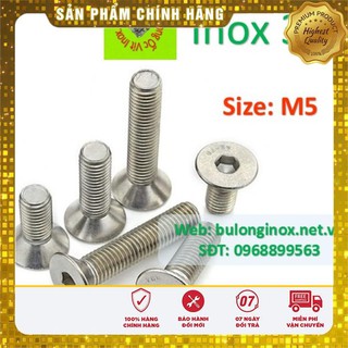 [HÀNG SẮN] Bulong lục giác chìm đầu bằng inox size M5. Ốc lục giác chìm đầu non inox, inox 304