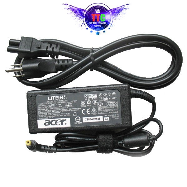 Sạc Laptop Acer 19V-3.42A 65W 19V-4.7A 90W chân thường (Adapter Acer 19V – 3.42A – 65W) - Có dây nguồn