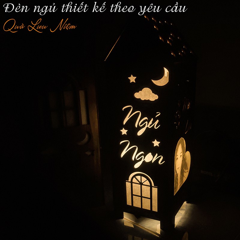 Quà tặng đèn ngủ để bàn, đèn trang trí phòng ngủ đẹp khắc chữ, khắc hình theo yêu cầu