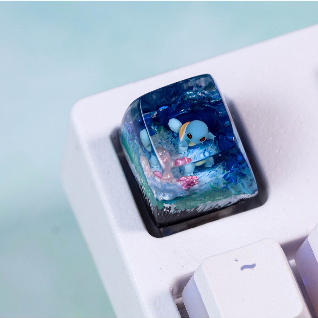 Keycap POKEMON Squirtle, keycap lẻ cho bàn phím cơ, keycap artisan, SA profile, phù hợp với mọi bàn phím cơ tiêu chuẩn