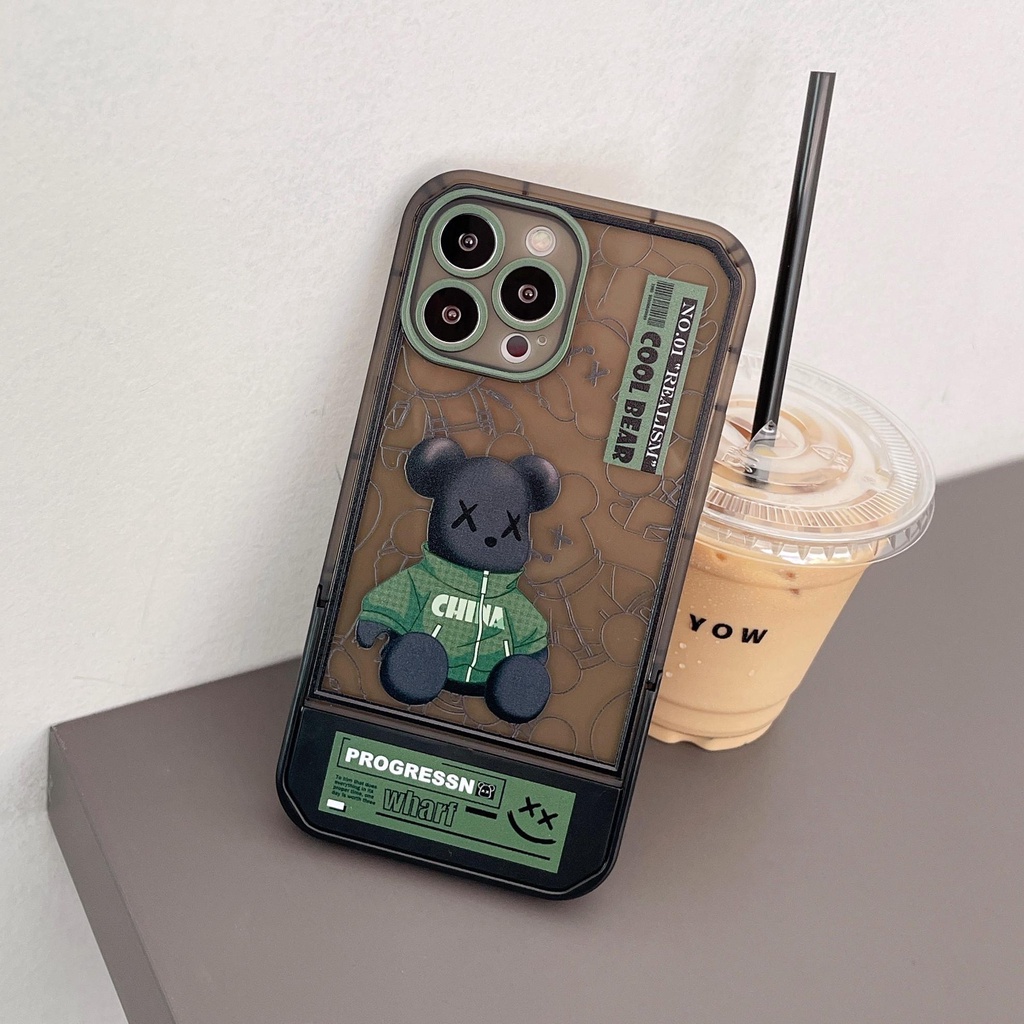 Ốp Điện Thoại In Hình Gấu Sang Trọng Có Giá Đỡ Cho iphone 13 Pro Max i13 13pro 11ProMax i11 iX XS Max XR 7plus 8plus 12Pro 12 Pro Max