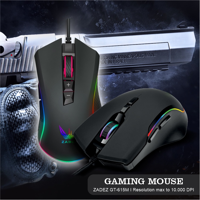 Chuột Gaming ZADEZ GT615M 1000DPI, 6 Mức DPI, 7 Phím Chức Năng, Đèn LED RGB - Hàng Chính Hãng