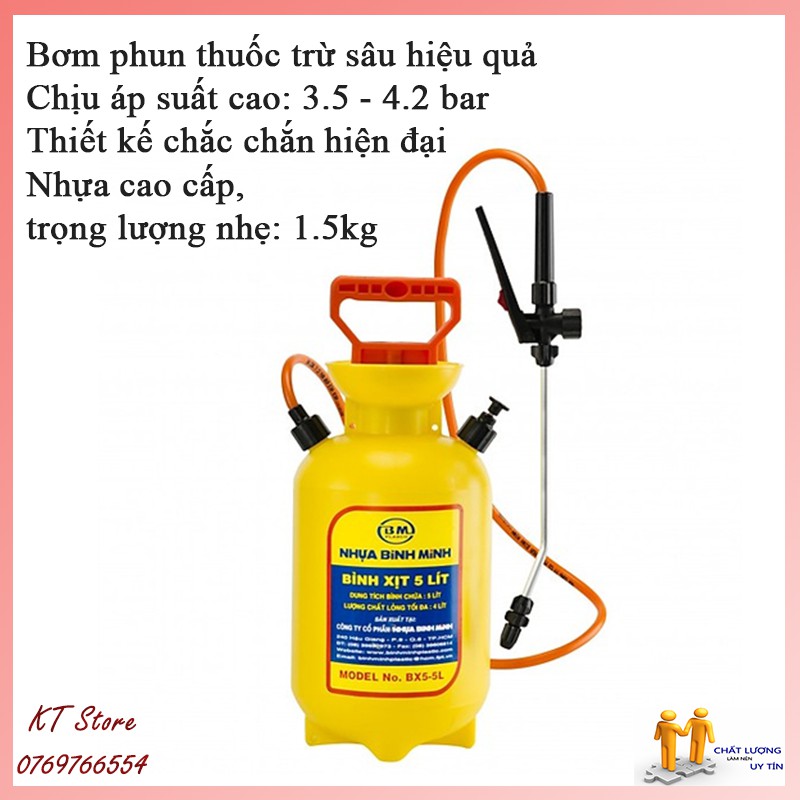 Bình xịt tưới cây, phun thuốc trừ sâu Bình Minh 5L