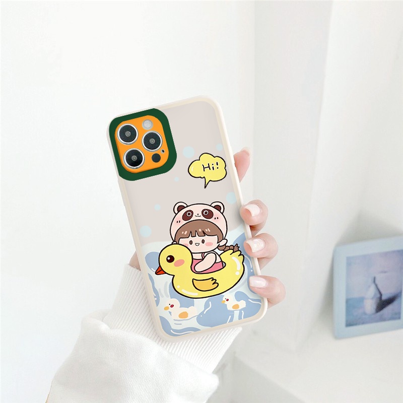 Ốp lưng iphone Hi Duck cạnh vuông 6/6plus/6s/6splus/7/7plus/8/8plus/x/xr/xs/11/12/13/pro/max/plus/promax