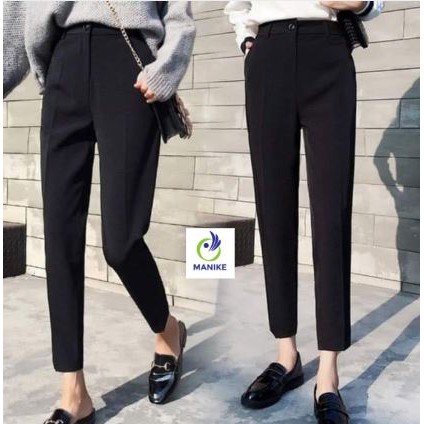 Quần tây công sở khóa trước_baggy công sở ko ly ống bằng_kèm ảnh thật M668
