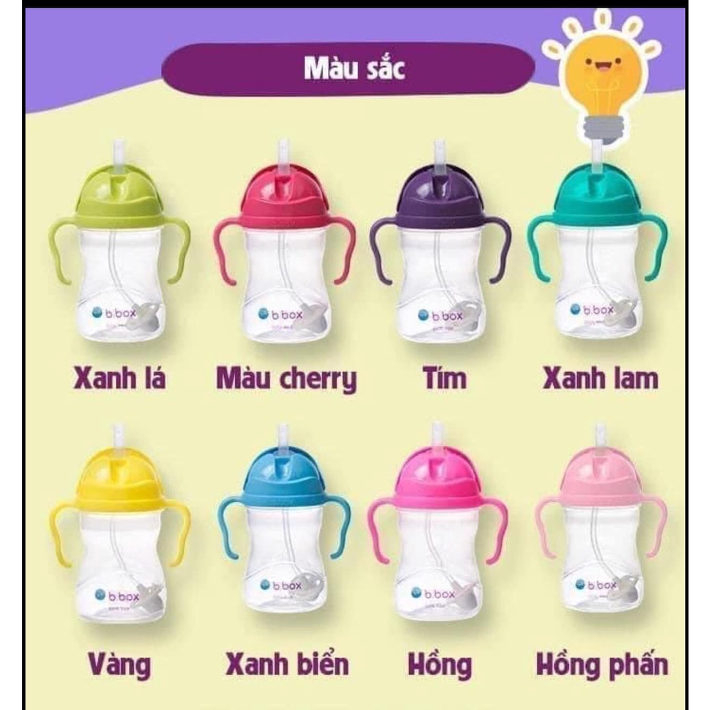 [CHỌN MÀU] BÌNH TẬP UỐNG NƯỚC B BOX 240 ml Úc - BÌNH NƯỚC BBOX 360 Chống Tràn Mọi Góc Độ