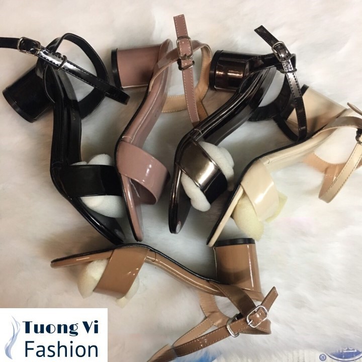 Giày sandal hở gót 5P quai ngang gót tròn CG0290 [Kho hàng sỉ Tường Vi]