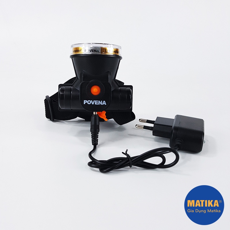 Đèn pin đội đầu 🎯POVENA🎯 đèn pin sạc điện chính hãng ánh sáng mạnh điều chỉnh lên xuống linh hoạt PVN-RH30