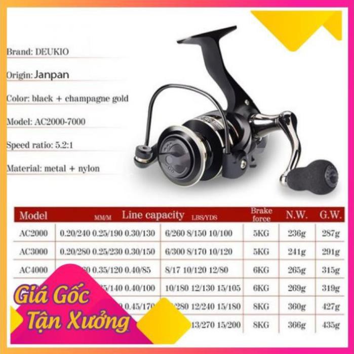 Máy Câu Cá DEUKIO AC Siêu Mượt Từ 2000-7000 ( TẶNG CƯỚC 100M CACBON NHẬT BẢN ) MÁY CÂU CÁ MÁY CÂU ĐỨNG SIÊU BỀN VÀ MƯỢT