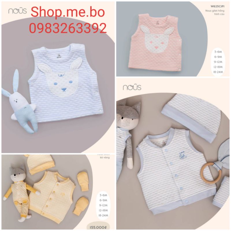 Nous - Áo gile nous xô trần bông cho bé trai, bé gái từ 3m đến 24m