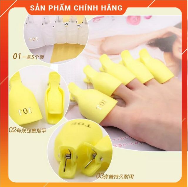 Kẹp nhựa ủ chân phá móng gel, kẹp ủ phá gel chân bộ 5 chiếc Thiên Di Nail