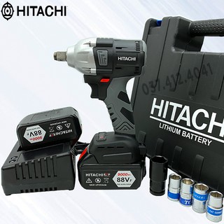 Máy Siết Bulong HITACHI 88V 2 Pin - TẶNG 5 Đầu Khẩu - Không Chổi Than - Pin 10 Cell - Made in Malaysia