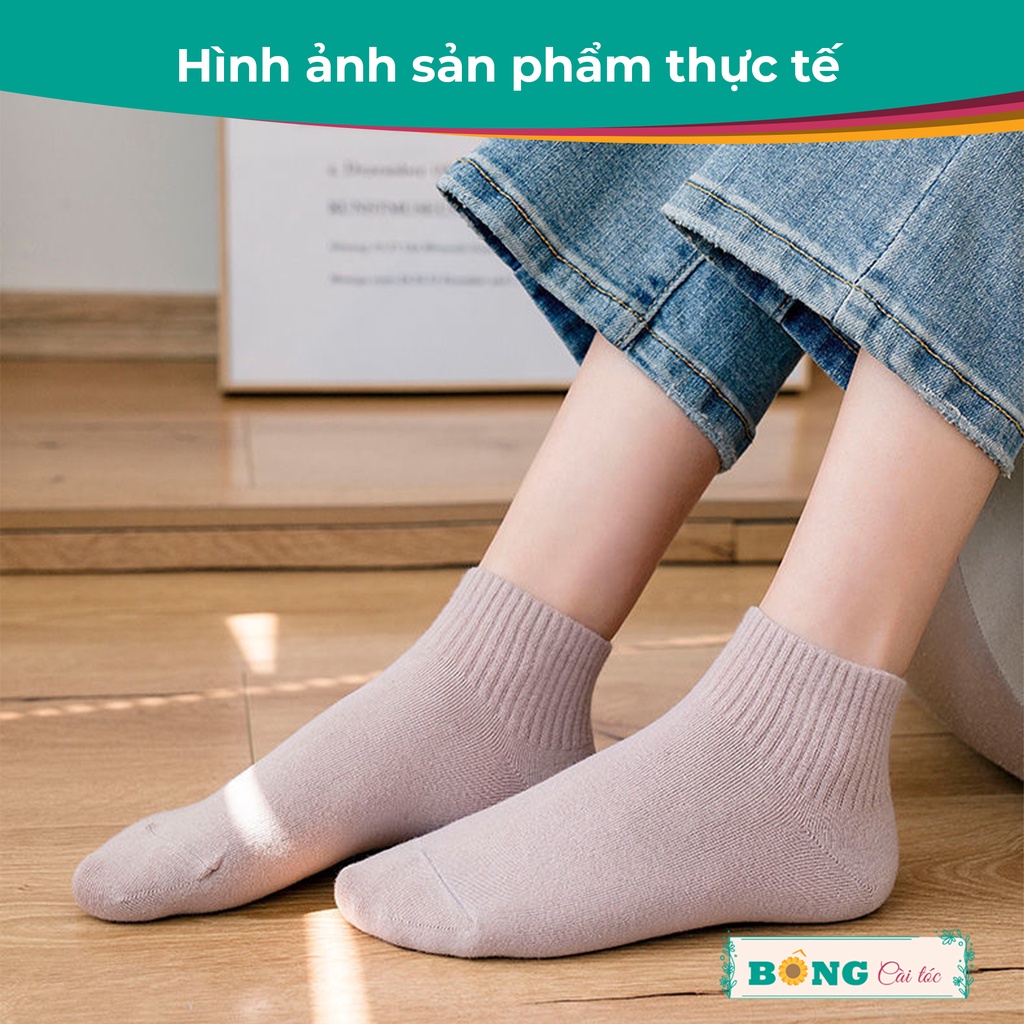 Tất nữ cổ ngắn bo chun truyền thống nhiều màu chất cotton mềm mịn co giãn 4 phong cách Hàn Quốc TC70 - Vớ BÔNG Cài Tóc