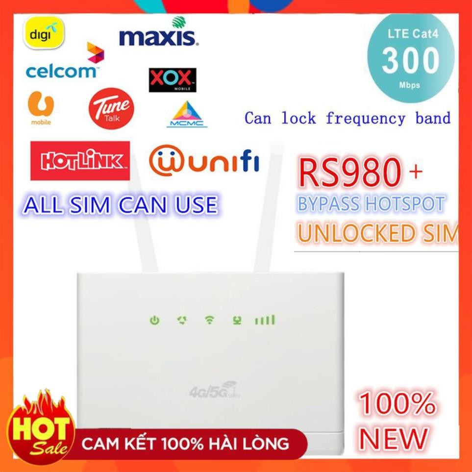 [Hàng Xịn] Bộ phát Wifi 3G/ 4G CPE RS980 Tốc độ 300Mb Hỗ Trợ 2 Cổng Lan, có anten. Hỗ trợ chạy 32 thiết bị