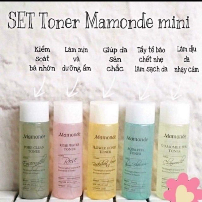 MINISIZE NƯỚC HOA HỒNG MAMONDE Hoa hồng/ hoa cúc/diếp cá/ honey/ aqua peel | BigBuy360 - bigbuy360.vn