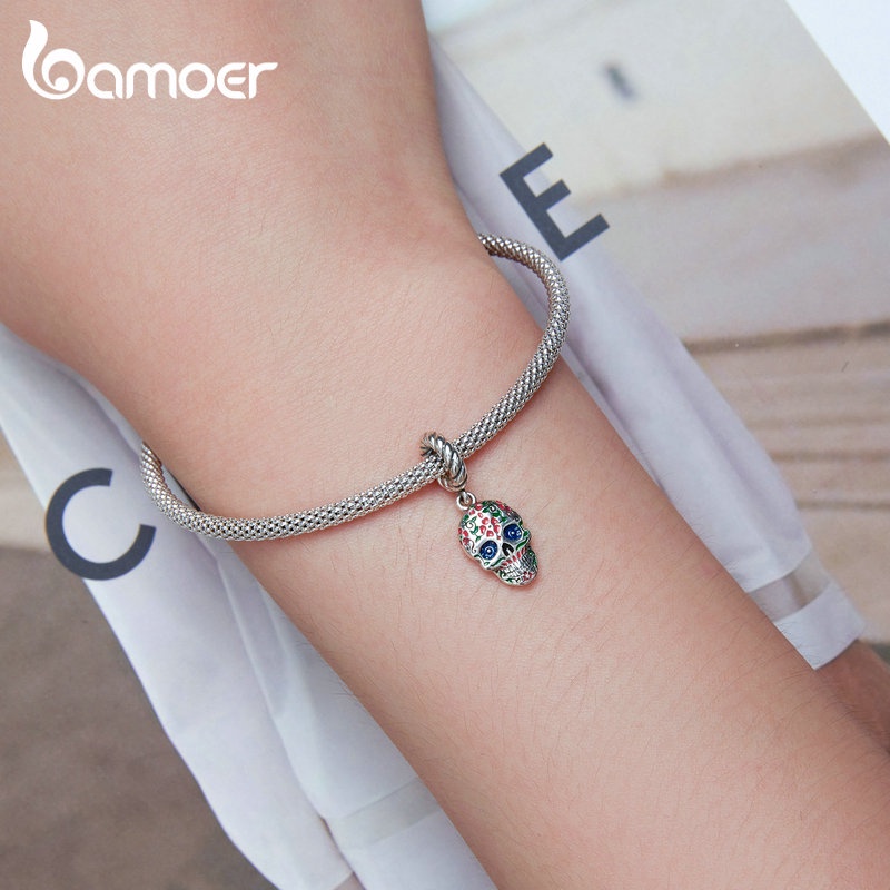 BAMOER Mặt Vòng cổ Hình Đầu Lâu bạc 925