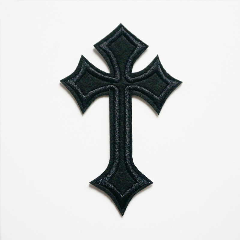 Sticker Ủi Thêu Hình Chữ Thập Màu Đen