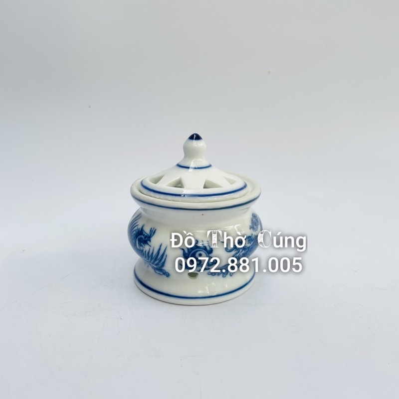 Lư đốt trầm men lam