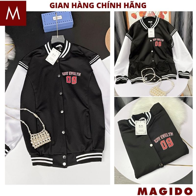 Áo khoác bomber phối tay trắng 09/ áo bomber nỉ bóng chày phối tay trắng 09 cá tính nam nữ hot - MAGIDO