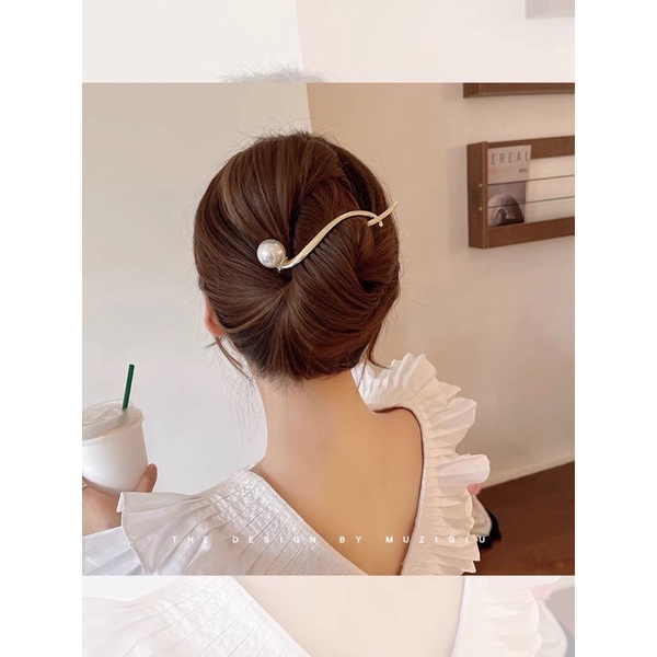 Kẹp tóc búi kim loại đính hạt độc lạ tiểu thư K20