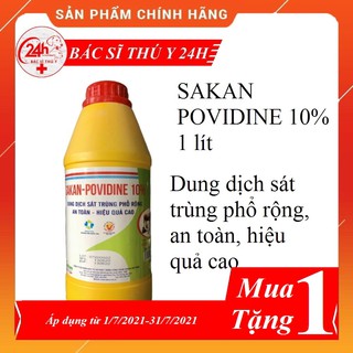 Thuốc thú y SAKAN POVIDINE 10% 1 lít Dung dịch sát trùng phổ rộng, an toàn, hiệu quả cao