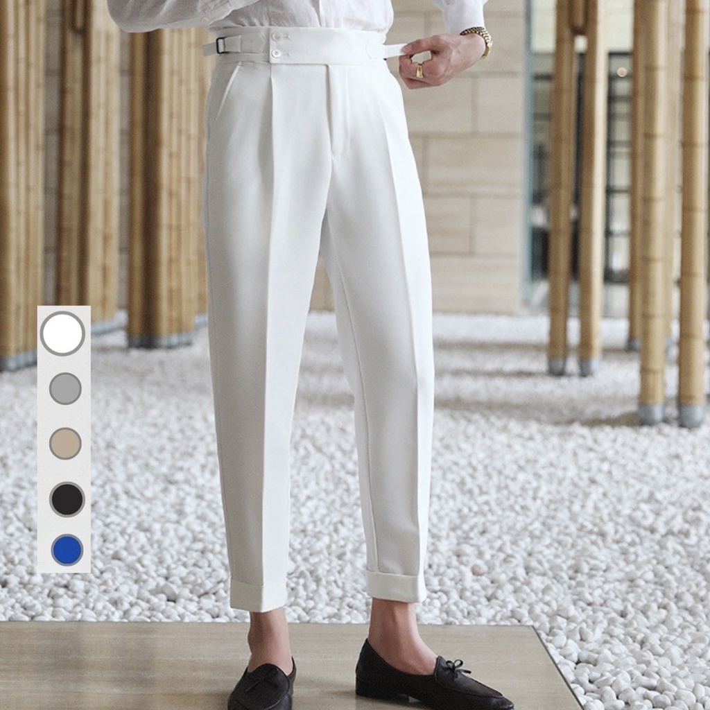 Quần âu nam cao cấp kiểu SIDETAB Phong Cách Ý ,Dáng rộng baggy Chất Vải Cotton co giản thoải mái.