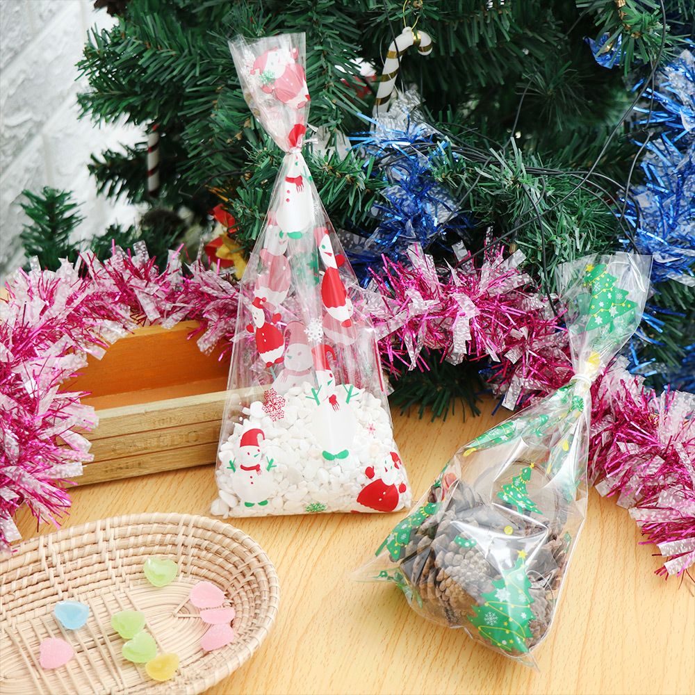 Set 50 Túi Nhựa Đựng Bánh Kẹo In Họa Tiết Giáng Sinh Dễ Thương Cho Bé