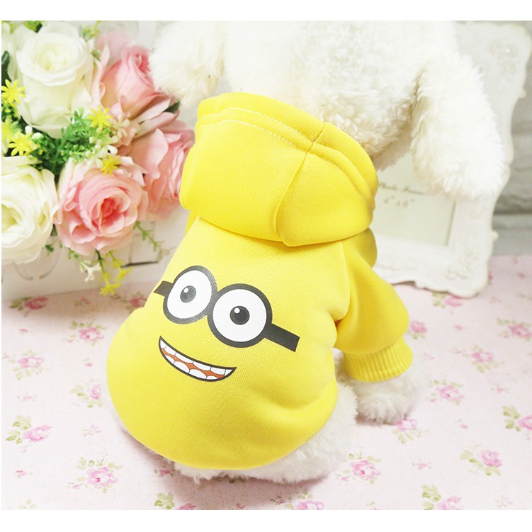 áo chó mèo cao cấp kiểu áo khoác nỉ vàng hình minion