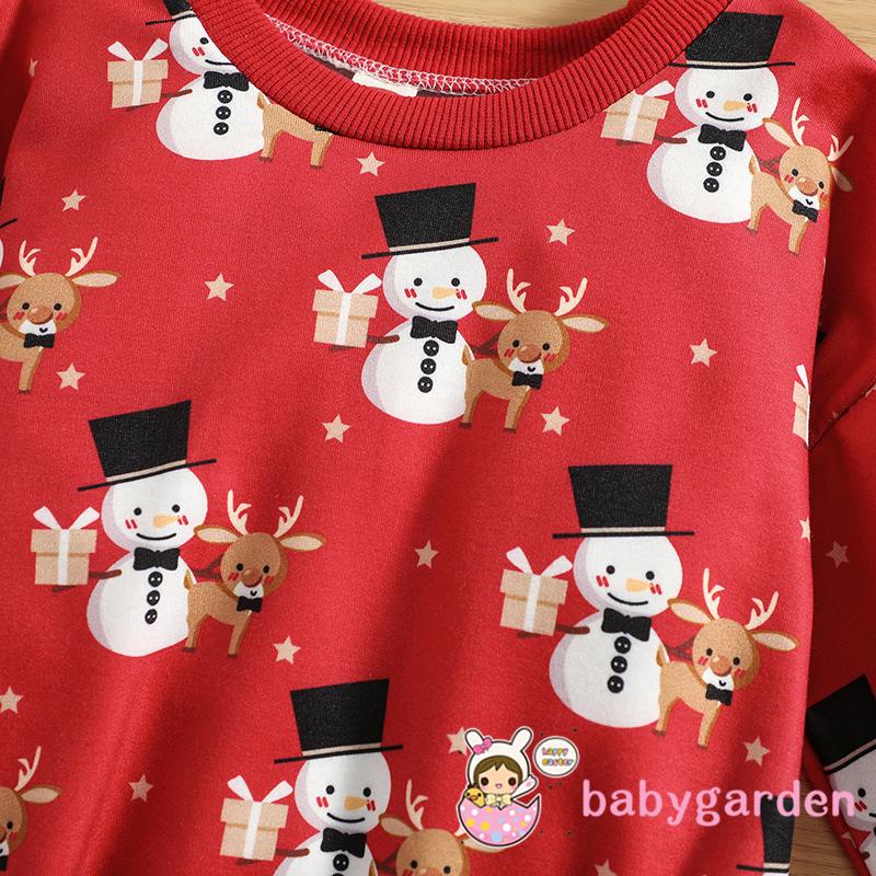 Áo Liền Quần Tay Dài Cổ Tròn In Hình Ông Già Noel Tuần Lộc Giáng Sinh Thời Trang Mùa Thu Cho Bé 0-24 Tháng Tuổi