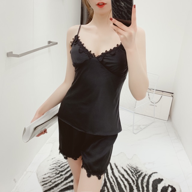 Sx 544 Bộ ngủ cao cấp kèm mút ngực -đồ ngủ lụa satin -KELLYWANG | BigBuy360 - bigbuy360.vn