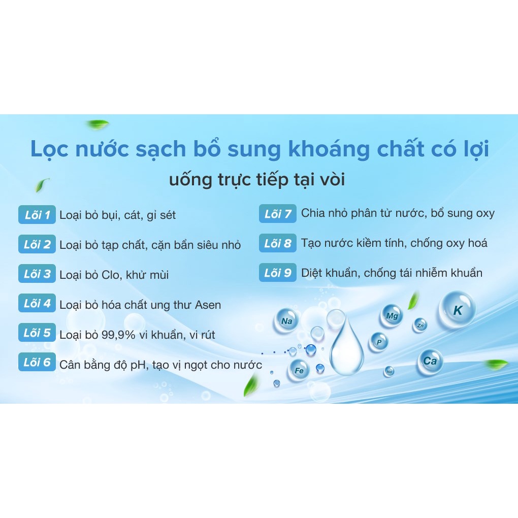 Máy lọc nước RO Korihome WPK-915 9 lõi nóng lạnh - Bảo hành chính hãng