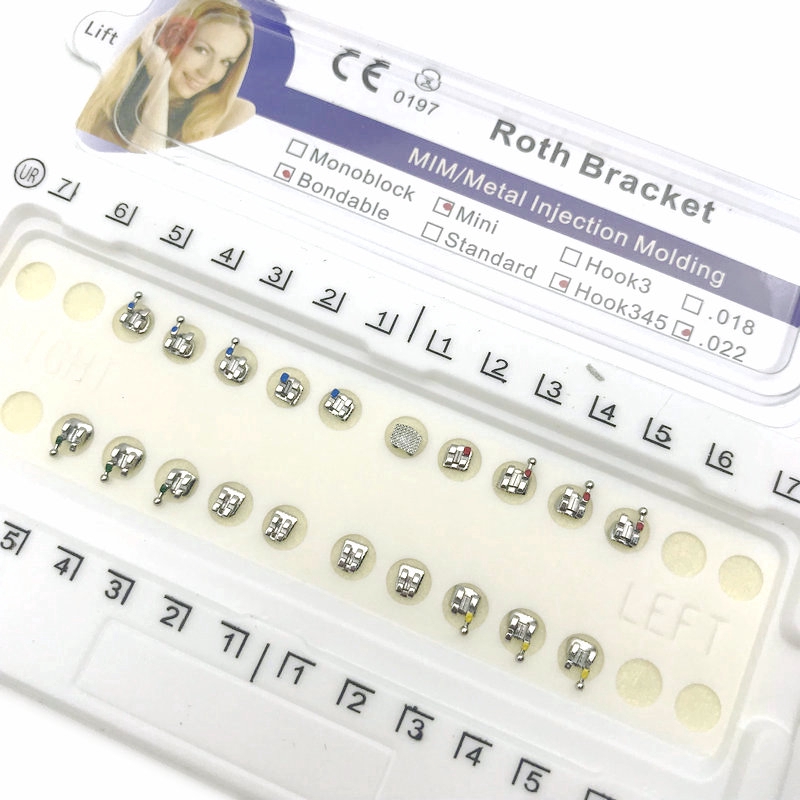Bộ 10 gói mắc cài niềng răng chỉnh nha bằng kim loại mini có khe 022"/ 018" tiện lợi