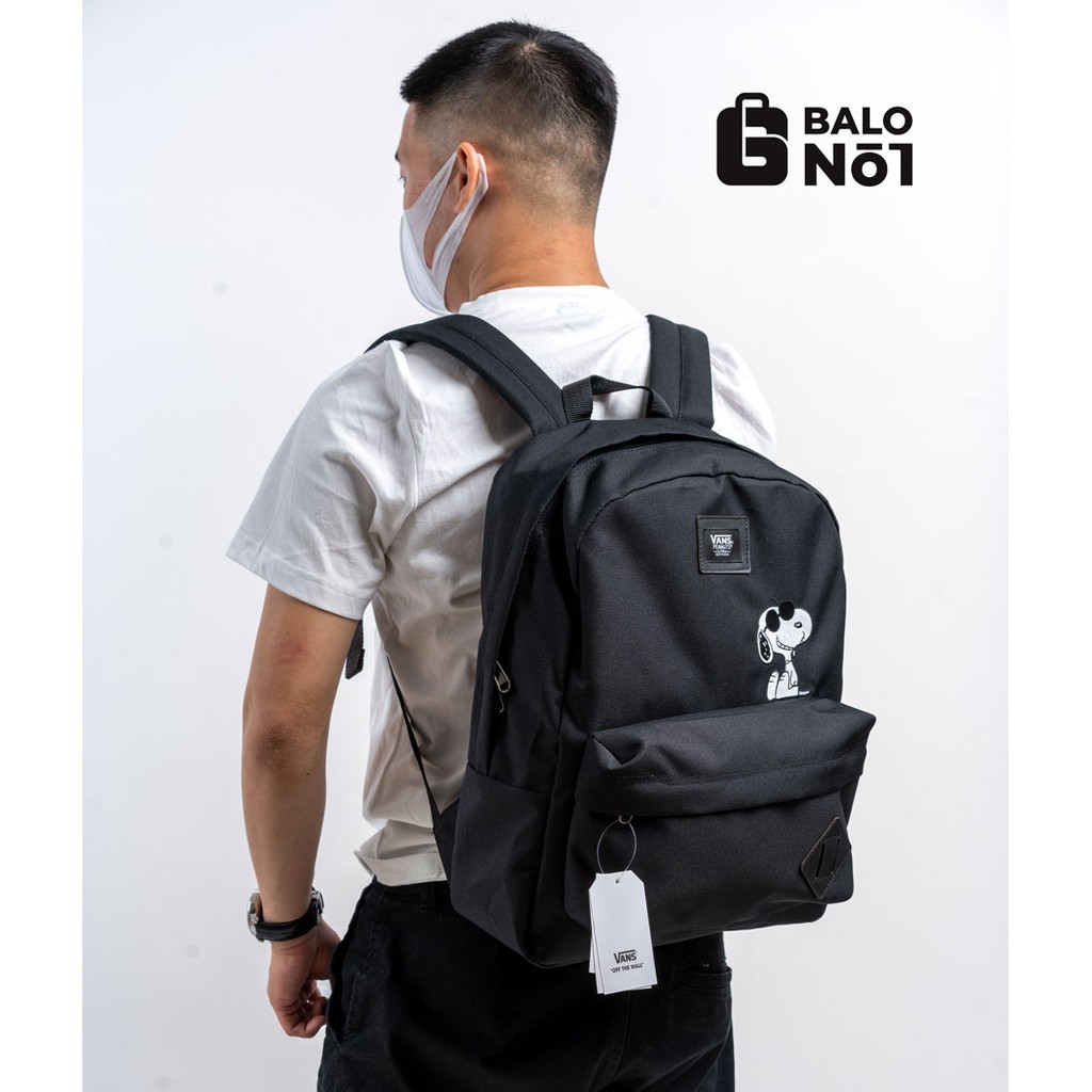 [BALO_NO.1] Balo đi học du lịch nam nữ unisex Van.s Peanuts Black Backpack